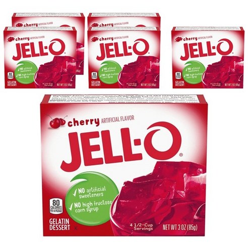 젤오 젤라틴 디저트 젤리 믹스 85g, 체리(Cherry), 6개