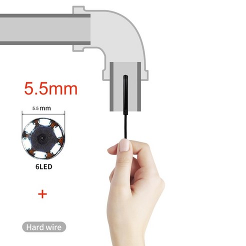 소형 내시경 카메라 방수 IP67 조정 가능한 소프트 와이어 6 led 7mm 안드로이드 USB 검사 차량용, 03 5.5mm and hard wire_04 5m