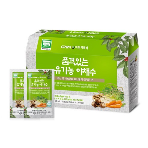 GNM자연의품격 품격있는 유기농 야채수, 90ml, 1박스