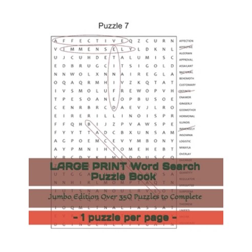 LARGE PRINT Word Search Puzzle Book - 1 puzzle per page - Jumbo Edition Over 350 Puzzles to Complete Paperback, Independently Published, English, 9798599173397