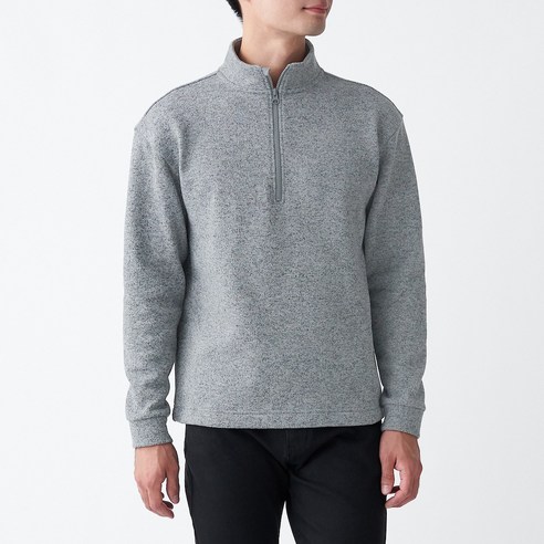 무인양품 MUJI 남성 니트 플리스 하프 집업 트레이너 ABJ06A0A