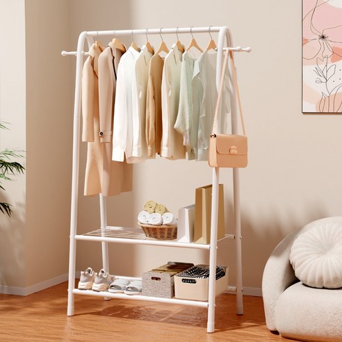 OMBRY 튼튼한 철제 옷걸이 행거 2단, 검은색