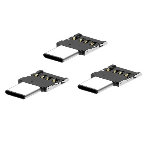 Xzante 3 개 미니 전송 헤드 otg to type c 어댑터 안드로이드 10 HUAWEI XIAOMI OTG 확장 실버, 1개, 검은 색