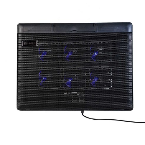 Xzante WISENOVO 노트북 태블릿에 적합한 파란색 LED 조명 조절 가능한 브래킷 높이 각도가있는 노트북 냉각 패드 6 팬, 검정
