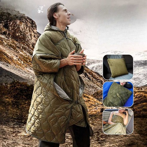 간절기침낭 망토형 침낭 초경량 여름 차박 백패킹, 밀리터리 컬러, 1개