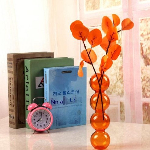 MEIISEO가정용 북유럽 스타일 투명 유리꽃병 수경 유리화병 꽃병 도자기 화병, orange 4 balls