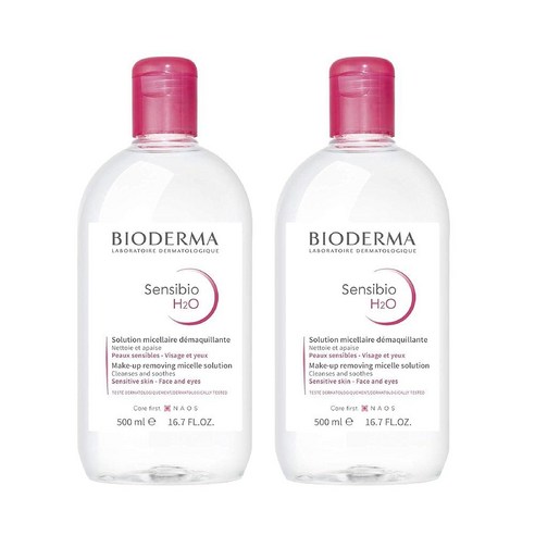 Bioderma 센시비오 H2O 미셀라 워터 메이크업 리무버 2팩 민감성 피부용, 33.4 Fl Oz (Pack of 1)
