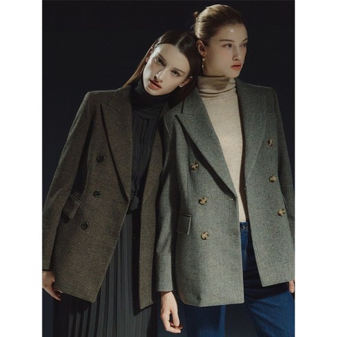 르오트 에디티드 구스 다운 울 체크 재킷-사이즈 55 88다양