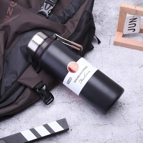 ZZJJC 대용량 진공 텀블러 패션 텀블러 아웃도어 스포츠 주전자 선물용, 600ml, 블랙