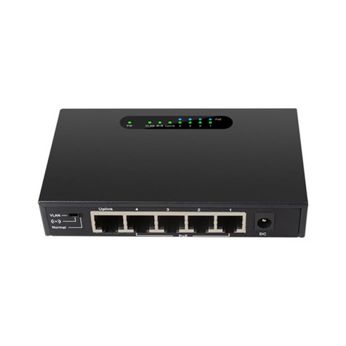금속 하우징이 있는 5Port POE 스위치 100M 4Port POE+1 업링크 이더넷 허브, 85x66x21mm, 블랙, 철 케이스