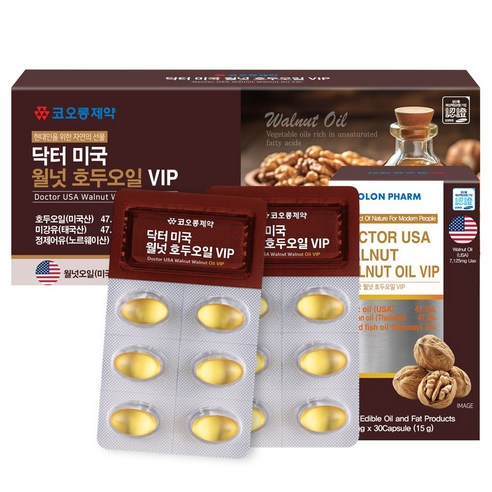 코오롱제약 미국산 호두오일/월넛오일 28500mg함유/불포화지방산/저온압착 4개월분 캡슐형