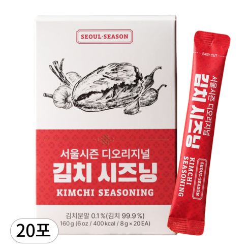 서울시즌 쌈장 김치맛 톡톡 간편 시즈닝 스틱 파우더 저칼로리 가루 바베큐 삼겹살 소스, 김치시즈닝 스틱 E4H302 1박스, 160g, 1개