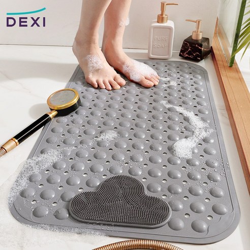 DEXI 욕조 미끄럼방지 욕실깔판 흡착매트 40*70cm, 그레이, 1개