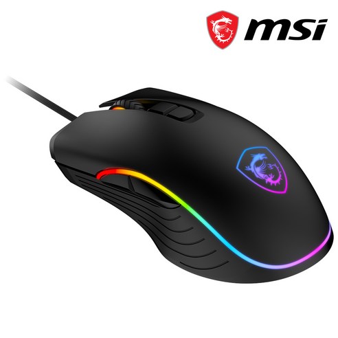 MSI FORGE GM300 유선 게이밍 마우스 컴퓨터 PC 노트북 게임용 RGB 블랙, MSI 유선 마우스, MSI FORGE GM300, MSI FORGE GM300 게이밍 마우스