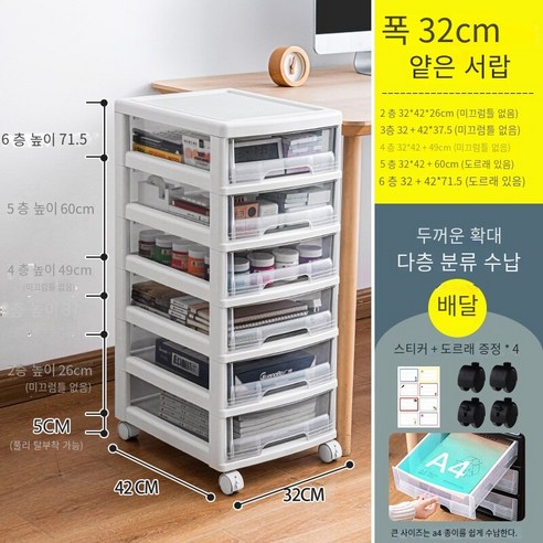 MBH플라스틱 서랍장 서랍 유형 저장 캐비닛 옷장 사물함 가정용 스낵 캐비닛 화장실 솔기 마무리 캐비닛 플라스틱, 32 넓은 두꺼운 밝은 흰색, 2 층