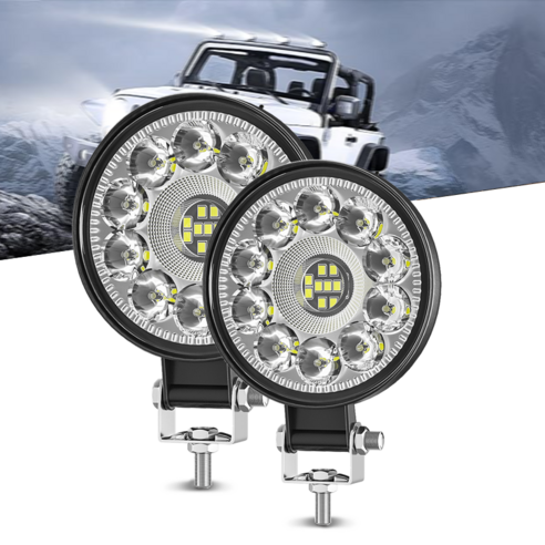 로푸 LED 21 램프 미니 원형 작업등 써치라이트 DC 9-30V 63W, 1개