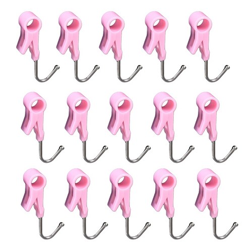 다기능 잡화 집게 걸이 투인원, 15개, 핑크색