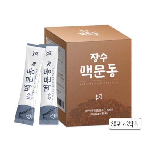 국산 맥문동가루 국내산 100% 볶은 맥문동 분말 차 효능 맹문동 스틱, 60개, 2g