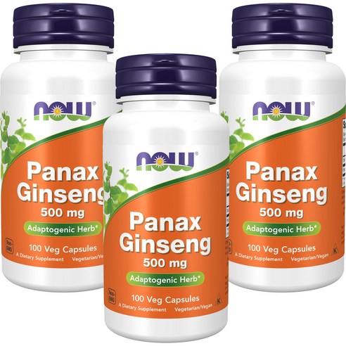 나우푸드 파낙스 진생 500mg 캡슐 글루텐 프리, 100정, 3개