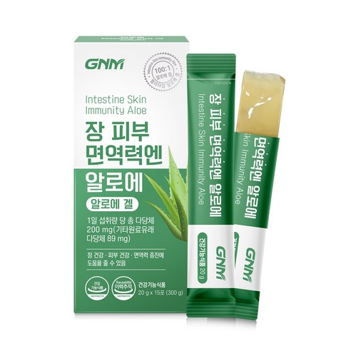 GNM 장 피부 면역력엔 알로에 / 먹는 알로에겔 이뮨 젤리스틱 장건강 피부건강 면역력증진, 20g, 15개