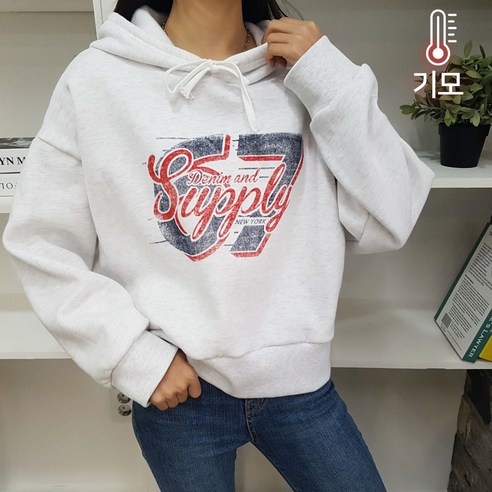 상상그이상 여성용 국내제작 양기모안감 빈티지 레터링 후드 티셔츠 베이직핏 겨울 긴팔티 데일리 꾸안꾸 후드티