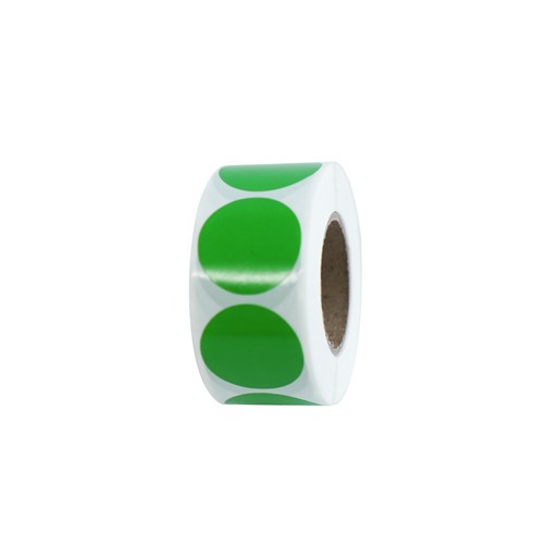 컬러 롤스티커 500매 2.5cm, 1롤, 04.원형_그린