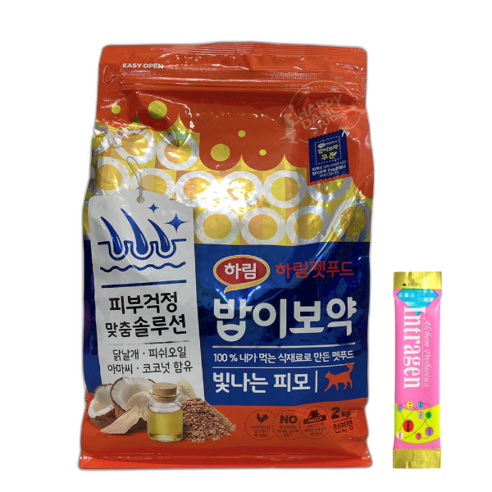 하림펫푸드 밥이보약 전연령 빛나는 피모 고양이 건식사료+고양이 유산균, 2kg, 1개