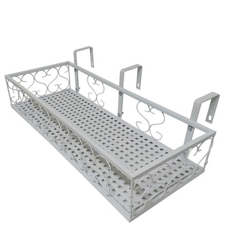 모칸도 베란다 화분걸이대(직각형 60x25cm고층용) 고리3개형, 화이트