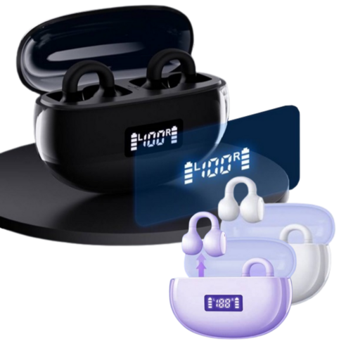 귀걸이형 블루투스5.4 무선 이어폰 C타입 충전 귀찌 삼성 갤럭시 애플 아이폰 차이팟 에어팟, 블랙