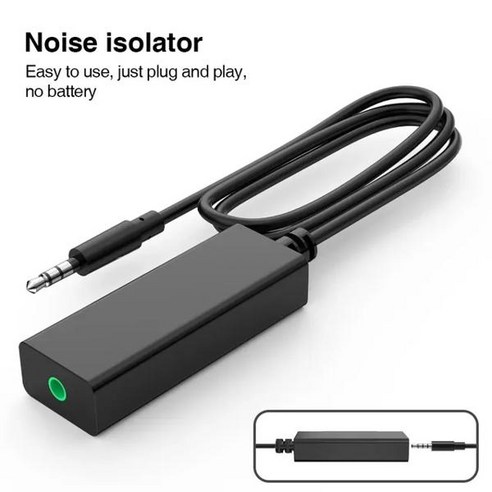 자동차용 핸즈프리 AUX 리시버 송신기 3.5mm 스피커 라인 Aux 오디오 노이즈 필터 그라운드루프 차단기 소음 제거기 [01] 블랙, [01] 3.5mm aux노이즈