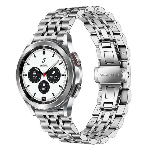 TRUMiRR Solid Stainless Steel Band for Samsung Galaxy Watch 4 Classic 42mm 46mm / Watch4 40mm 44mm, Silver