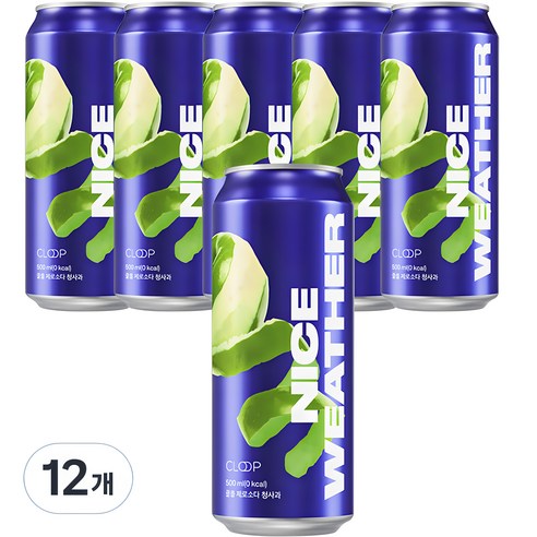 클룹 나이스웨더 제로소다 청사과 탄산음료, 6개, 500ml