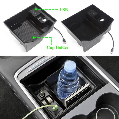 Lopbinte Tesla Model 3 Y 2021 중앙 팔걸이 보관함 플로킹용, 검은 색