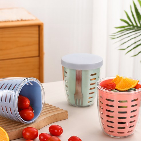 BAQIANHANG 물기쏙쏙 과일 도시락 최화정 과일컵 과일통, 블루, 1개