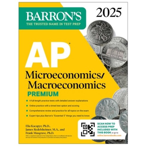 (영문도서) AP Microeconomics /Macroeconomics Premium 2025: 4 Practice Tests + Comprehensive Review + Onl... Paperback, Barrons Educational Services, English, 9781506291819