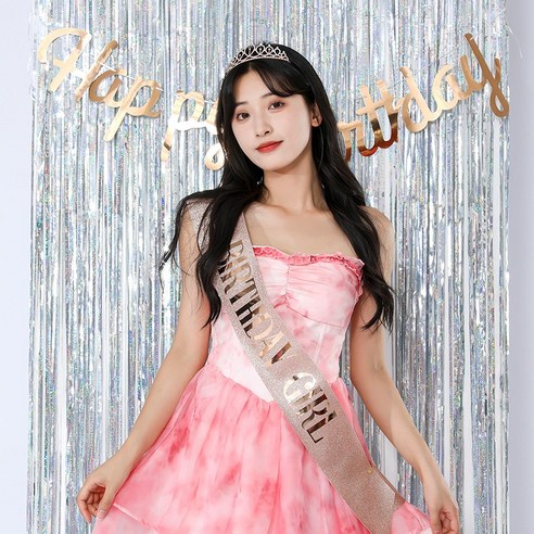 [피앤비유니티] 생일포토존 풍선세트 22종, 11)포토존세트-왕관어깨끈가랜드형-로즈앤실버