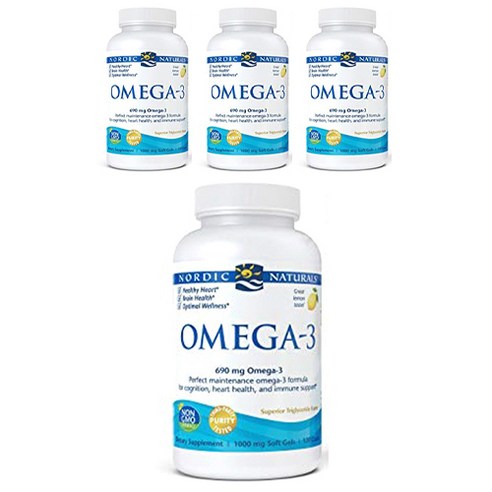 노르딕내츄럴스 오메가 3 690mg 레몬 맛 소프트 젤, 120정, 4개