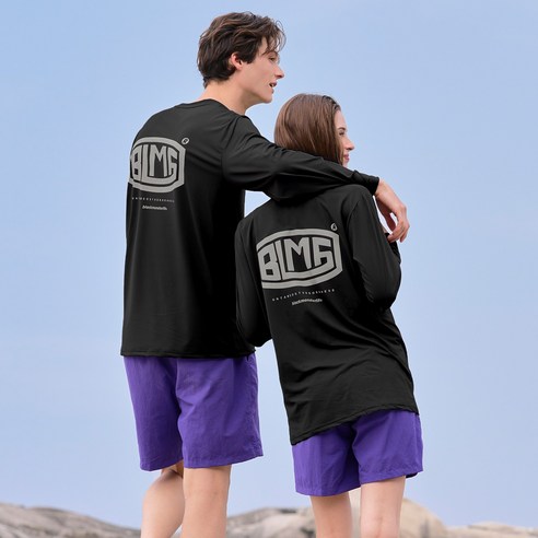 빅로고 래쉬가드 긴팔 수영복 남자 여성 비치웨어 (7color), 2XL, 블랙