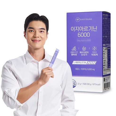 이지 아르기닌 6000 고함량 BCAA 함유 활력 충전, 15포, 22g, 1개