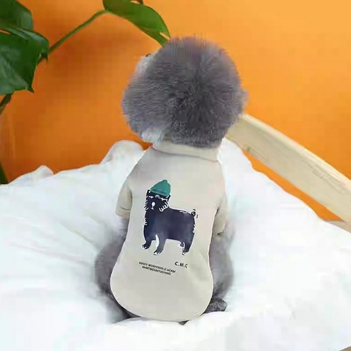 코코스튜디오 고양이 강아지 옷 벤지 도톰 티셔츠, 베이지, 2개