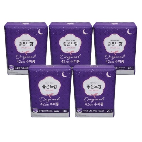 좋은느낌 오리지널 수퍼롱 오버나이트 생리대 패드형, 20개입, 5개