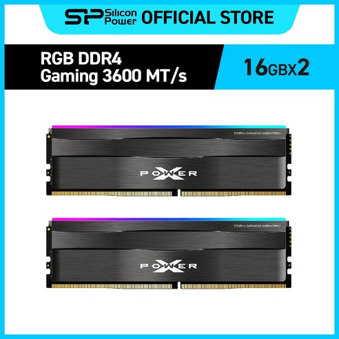 실리콘파워 Silicon Power DDR4 16GB/32GB CL16 3200/3600 MHz PC4-25600/PC4-28800 Zenith RGB 데스크탑용 메모리 RAM, 3600MHz 32GB(16GB*2), 1개