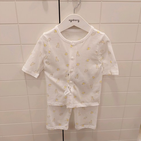 무형광 면 100%, 아가방 7부 내의로 여름철 아기 피부를 편안하게