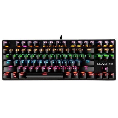 Xzante 기계식 게임용 키보드 및 마우스 세트 87 키 7가지 색상 RGB USB 키보드(마우스 포함) 블랙, 검은 색, ABS
