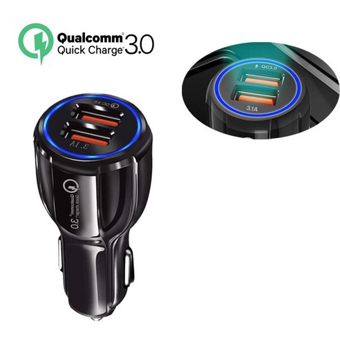 Qc3 0 빠른 충전기 스마트 3.1a 후광 자동차 충전기 9v2a 담배 라이터 자동차 충전기, 화이트 (QC3.0 3.1a)