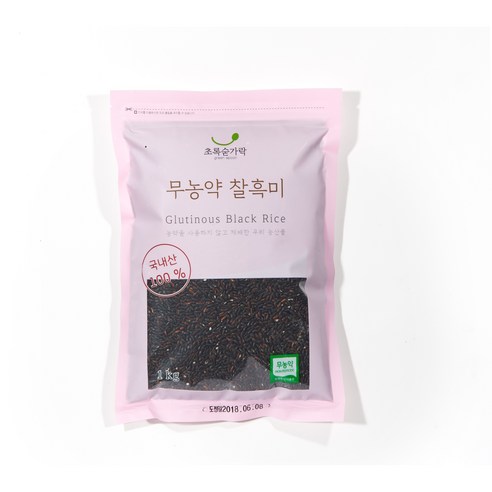 [초록숟가락] 무농약 찰흑미(검정찰현미) 1kg 국내산 유기농 검정현미, 1개, 무농약 찰흑미 1kg