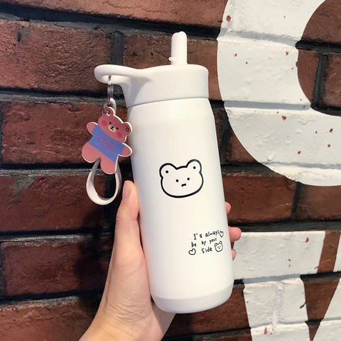 휴대용 보온 텀블러, 곰머리사랑/360Ml펜던트, 하나