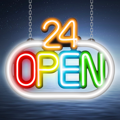 LED보드나라 영업중 간판 24시 OPEN LED 네온 사인 카페 간판, NO. 04 N_24시 OPEN 보드