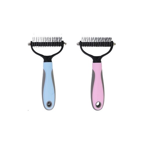 뭉개 브러쉬 강아지 고양이 저자극 엉킨털 죽은털 털제거 둥근빗, 대, 1개, 핑크