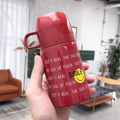 스테인리스강 진공 물컵 밀봉 누출 방지 휴대용 컵, 200ML 러스트 레드, 200ML/350ML